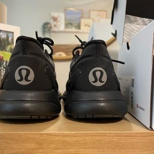 triple black lululemon blissful running tennis shoe